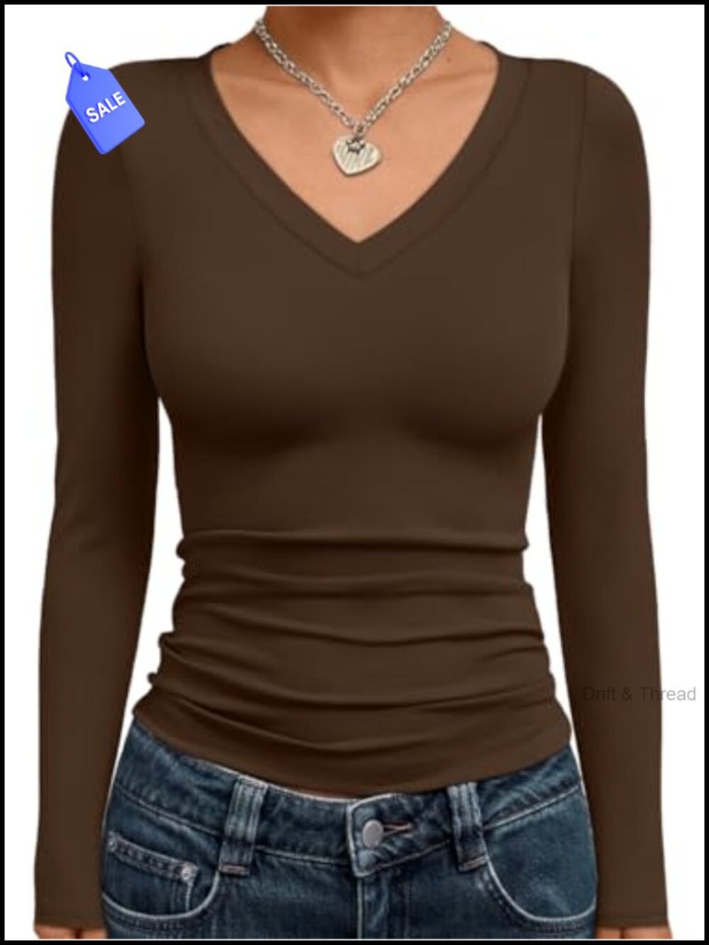 Women's Long Sleeve V-Neck Crop Top, 88% Polyester 12% Spandex, High-Stretch